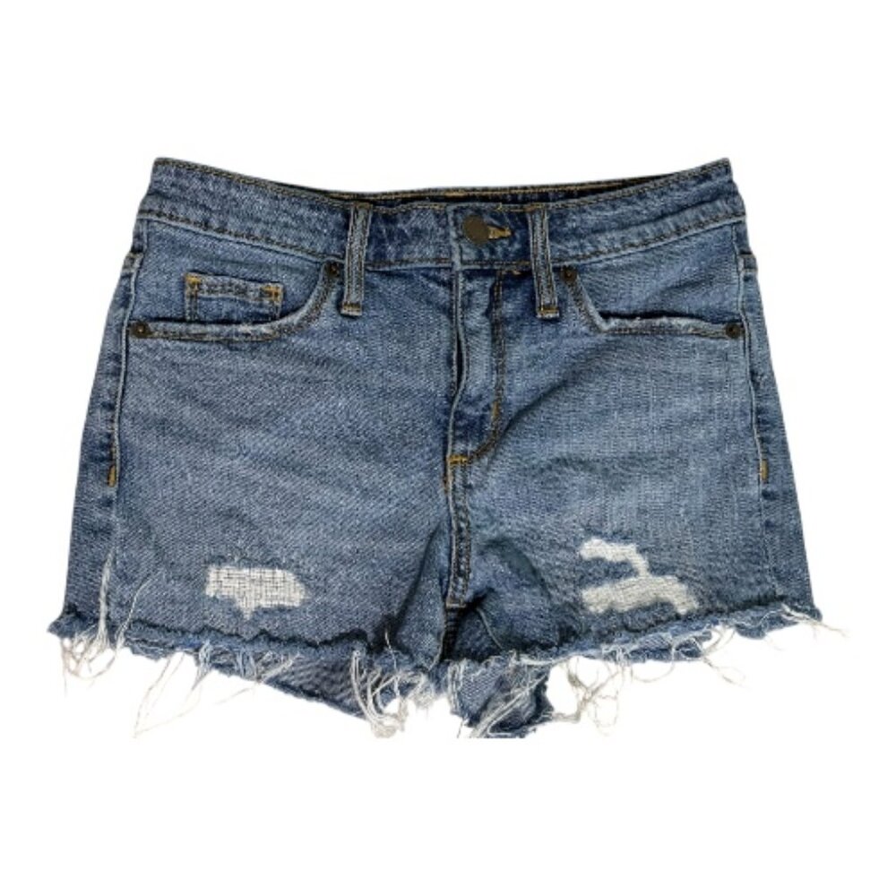 Universal Thread High Rise Shortie Cut Off Denim Shorts Size 0/25R Medium Wash